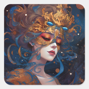Sticker Carré Surreal Lady Imaginaire Art