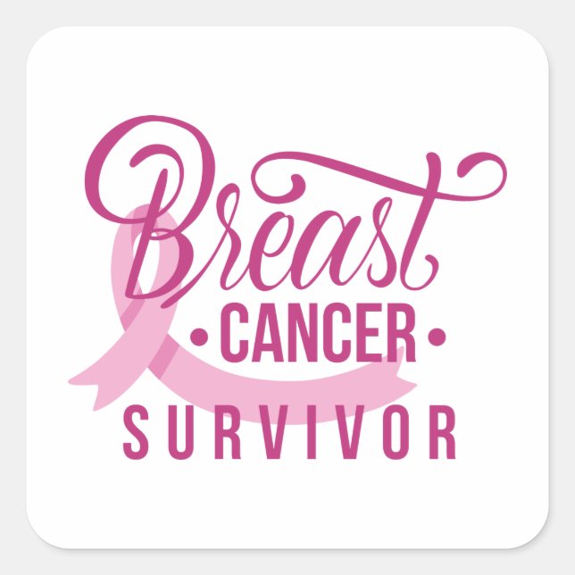 Sticker Carré Survivant du cancer du sein (Devant)