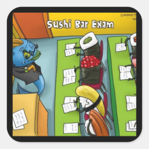Sticker Carré Sushi Bar Exam Tee - shirts Cartes de Mugs Cadeaux
