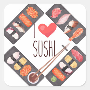 Sticker Carré Sushi japonais