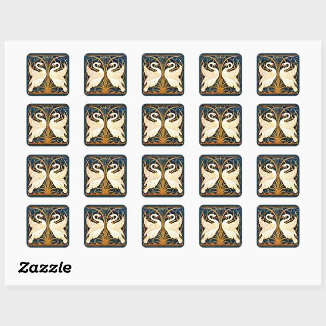 Sticker Carré Swan et Rush et Iris, (Feuille)