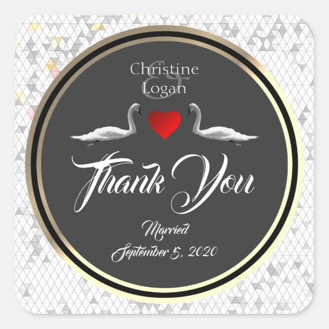 Sticker Carré Swan Mariage romantique (Devant)