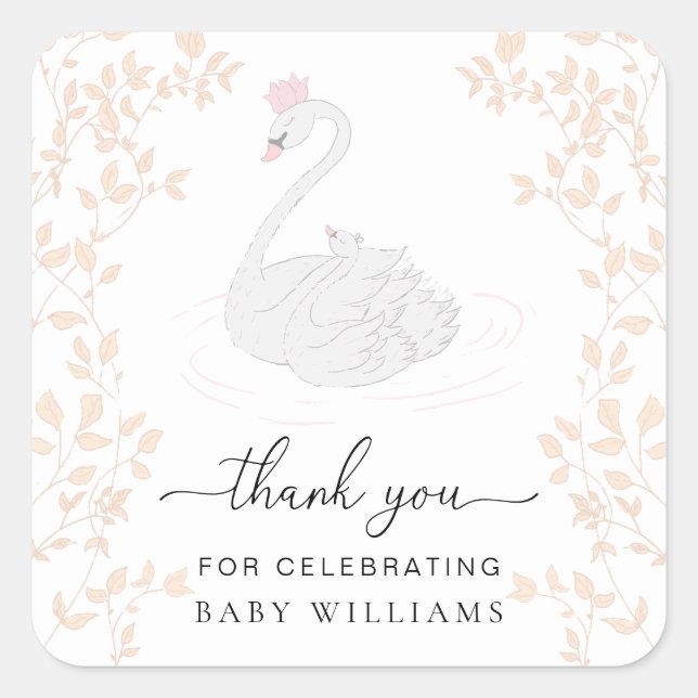 Sticker Carré Swan Princess Merci Favoriser (Devant)