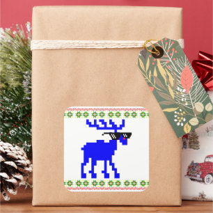 Sticker Carré Sweater moche (Traitez Avec) Reindeer Noël