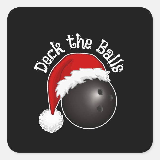 Sticker Carré Sweatshirt de Noël de bowling, amateurs de bol (Devant)