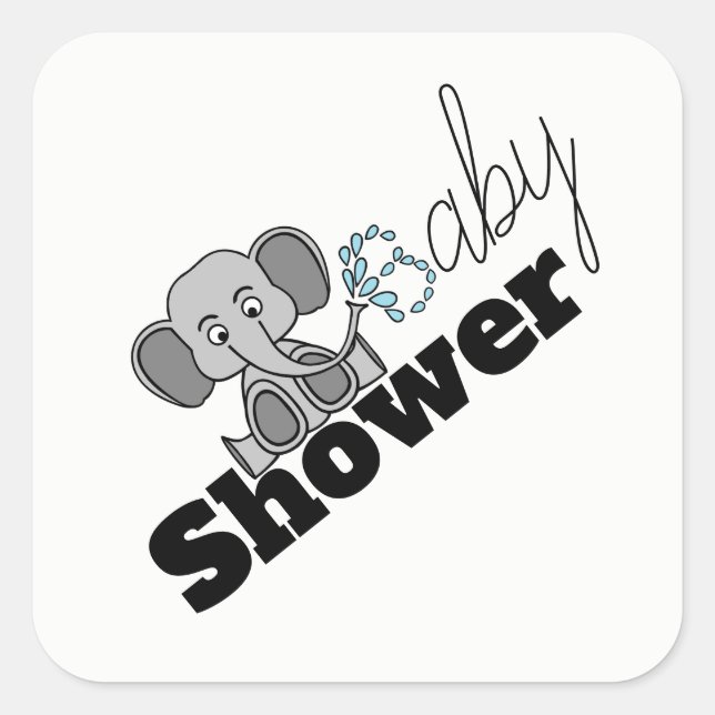 Sticker Carré Sweet Baby Elephant, Baby shower (Devant)