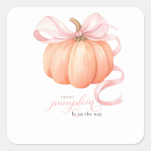 Sticker Carré Sweet Little citrouille rose arc est en chemin