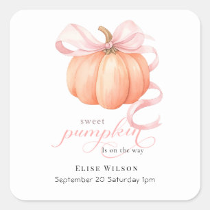 Sticker Carré Sweet Little citrouille rose arc est en chemin