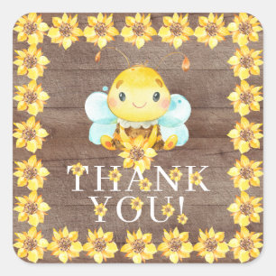 Sticker Carré Sweet Little Honey Bee Merci Favoriser Carré Sti