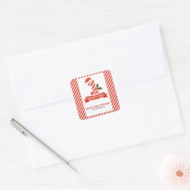 Sticker Carré Sweet One Christmas Premier anniversaire (Enveloppe)