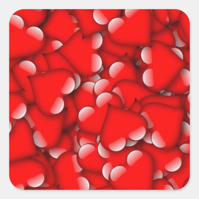 Sticker Carré Sweet Romantique Valentine Love Hearts Rouge (Devant)