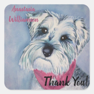 STICKER CARRÉ SWEET SCHNAUZER PUPPY DOG MERCI