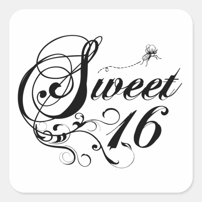 Sticker Carré Sweet sixteen (16) Citations (Devant)