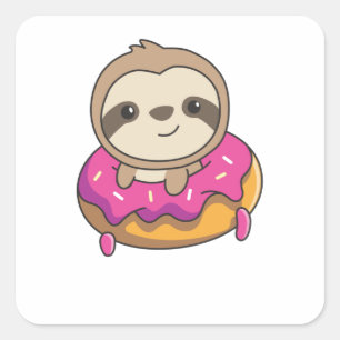 Sticker Carré Sweet Sloth Animaux Drôle Dans Les Failles De Donu