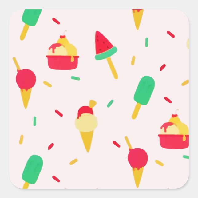 Sticker Carré Sweet Summer Fun Rainbow Ice Cream Sprinkings (Devant)