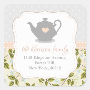 Sticker Carré Sweet Teapot Adresse de retour