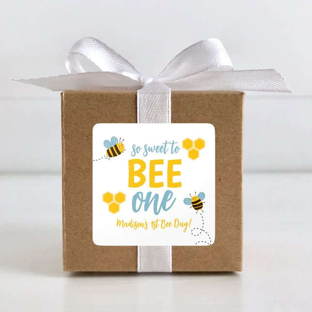 Sticker Carré Sweet to Bee Un 1er Jour d'Abeille fête d'annivers (Créateur téléchargé)
