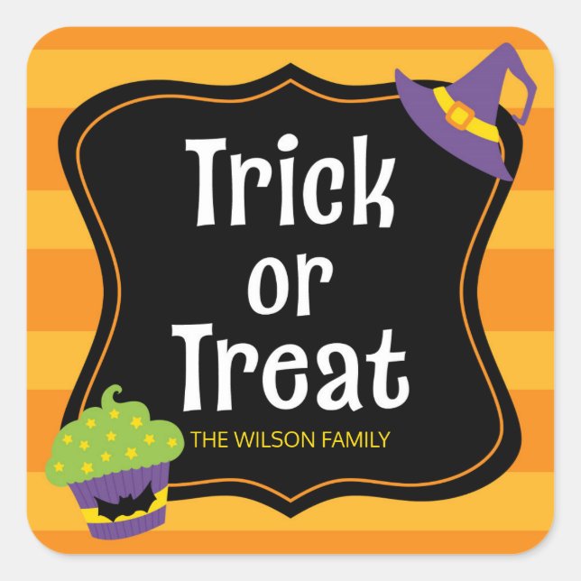 Sticker Carré Sweet Trick ou Treat Halloween Party (Devant)