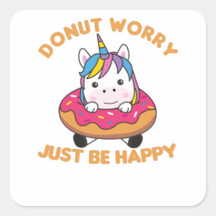 Sticker Carré Sweet Unicorn Animaux Drôle En Rose De Donut