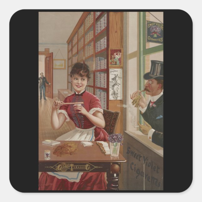 Sticker Carré Sweet Violet Cigs - Vintage Cigarettes (Devant)