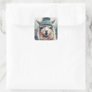 Sticker Carré Sweet Winter Alpaca, coutume