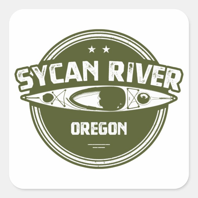 Sticker Carré Sycan River Oregon Kayak (Devant)