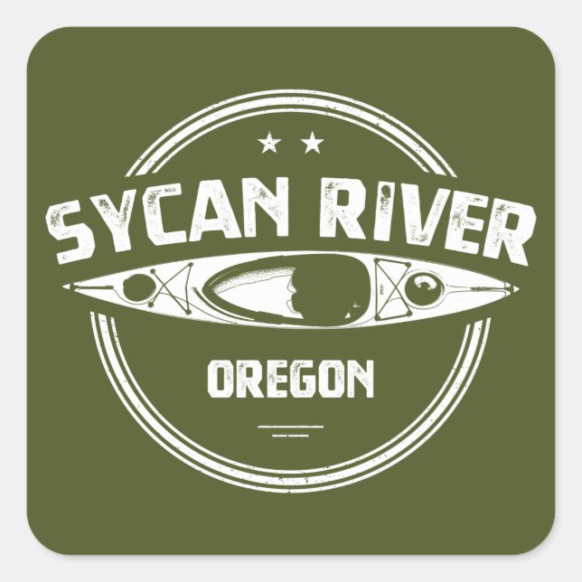 Sticker Carré Sycan River Oregon Kayak (Devant)