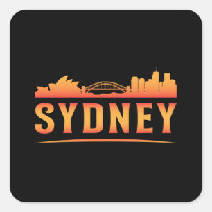 Sticker Carré Sydney Australia City Skyline Cityscape Funny Cade