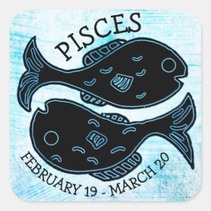 Sticker Carré Symbole astrologique zodiaque Pisces Horoscope
