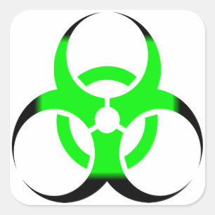 Sticker Carré Symbole biologique Biodanger vert et noir