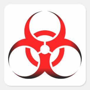 Sticker Carré Symbole biologique de biodanger rouge et noir