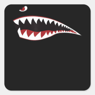 Sticker Carré Symbole d'art de la bouche de requin - Cadeau pour