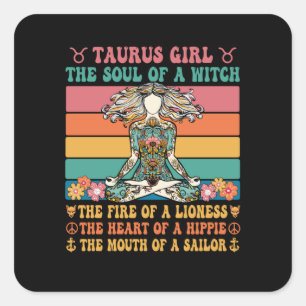 Sticker Carré SYMBOLE D'Astrologie Fille Taurus