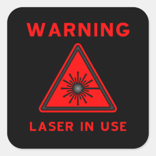 Sticker Carré Symbole d'avertissement laser rouge et noir