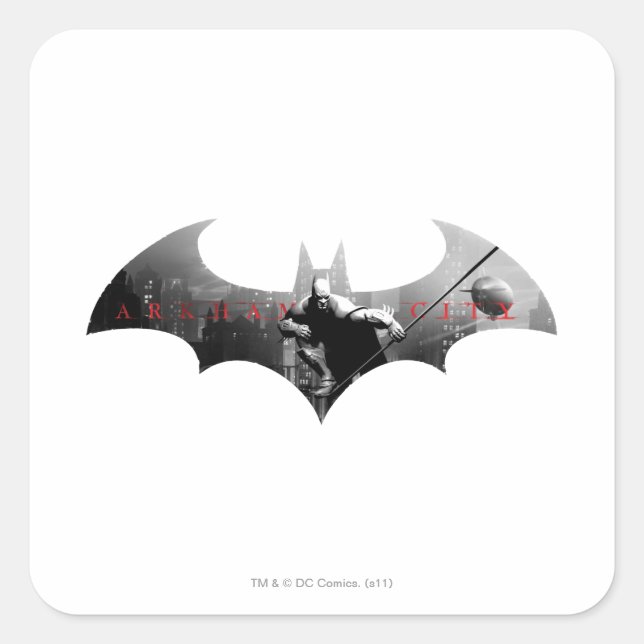 Sticker Carré Symbole de chauve-souris de la ville d'Arkham (Devant)