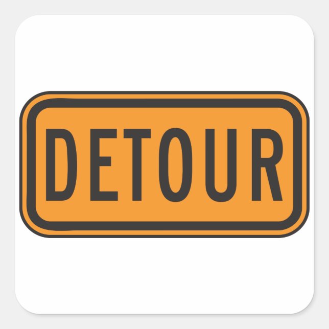 Sticker Carré Symbole de la route Detour (Devant)