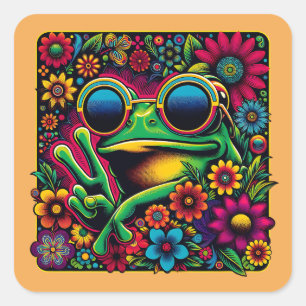 Sticker Carré Symbole de paix de la grenouille Cool funeste