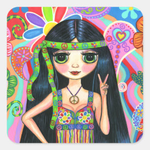 Sticker Carré SYMBOLE DE PÂTE DE FEMME HAUTE-FILLE Psychédélique