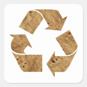 Sticker Carré Symbole de recyclage Brown Grunge