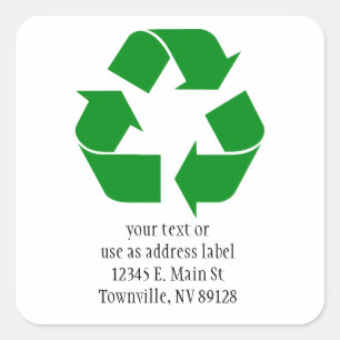 Sticker Carré Symbole de recyclage - Vert