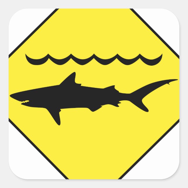 Sticker Carré Symbole de "requin avertisseur" jaune (Devant)