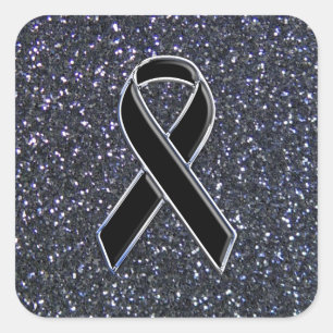 Sticker Carré Symbole de sensibilisation au ruban noir