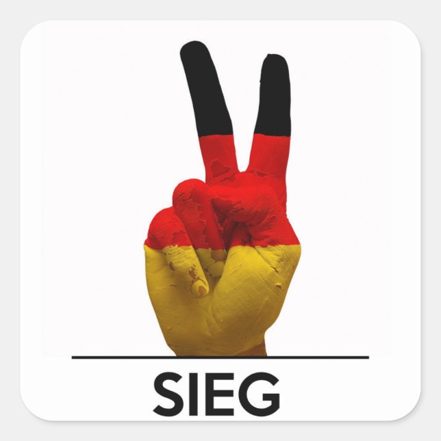 Sticker Carré symbole de victoire main allemagne sieg texte alle (Devant)