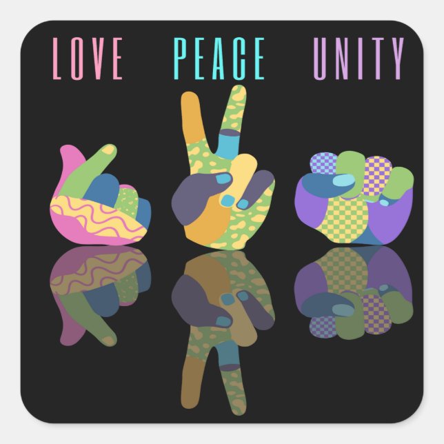 Sticker Carré Symbole d'unité de paix d'amour (Devant)