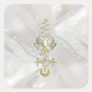 Sticker Carré Symbole en pastel d'Unalome Lotus de perle