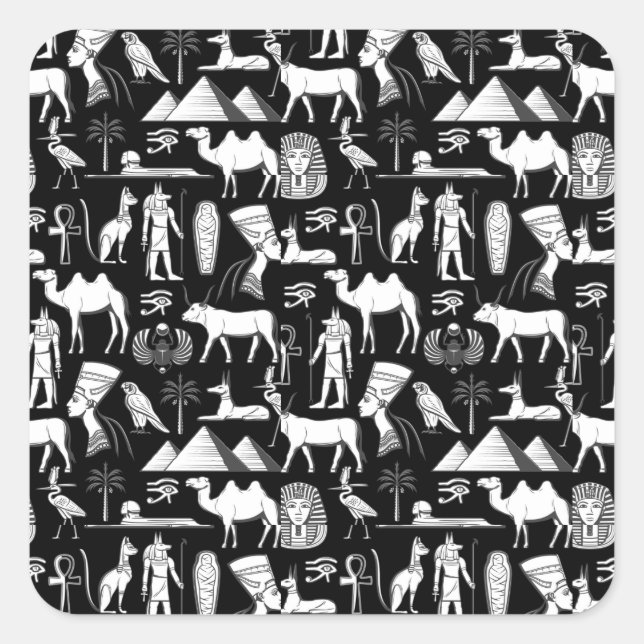 Sticker Carré Symbole Hiéroglyphique d'Égypte ancienne Motif (Devant)