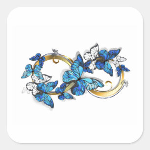 Sticker Carré Symbole infini de papillons Morpho bleus