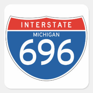 Sticker Carré Symbole Interstate 696 - Michigan
