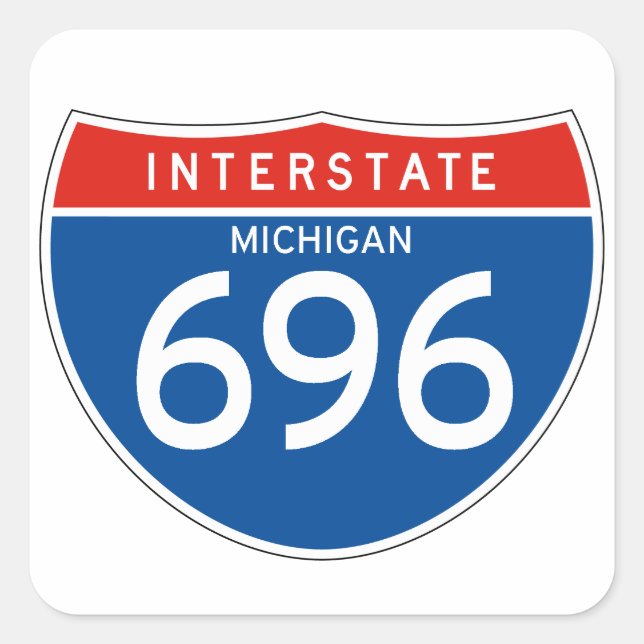 Sticker Carré Symbole Interstate 696 - Michigan (Devant)
