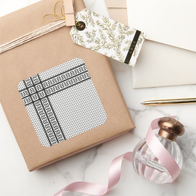 Sticker Carré Symbole Keffiyeh de la Palestine Motif de résistan (Cadeaux)